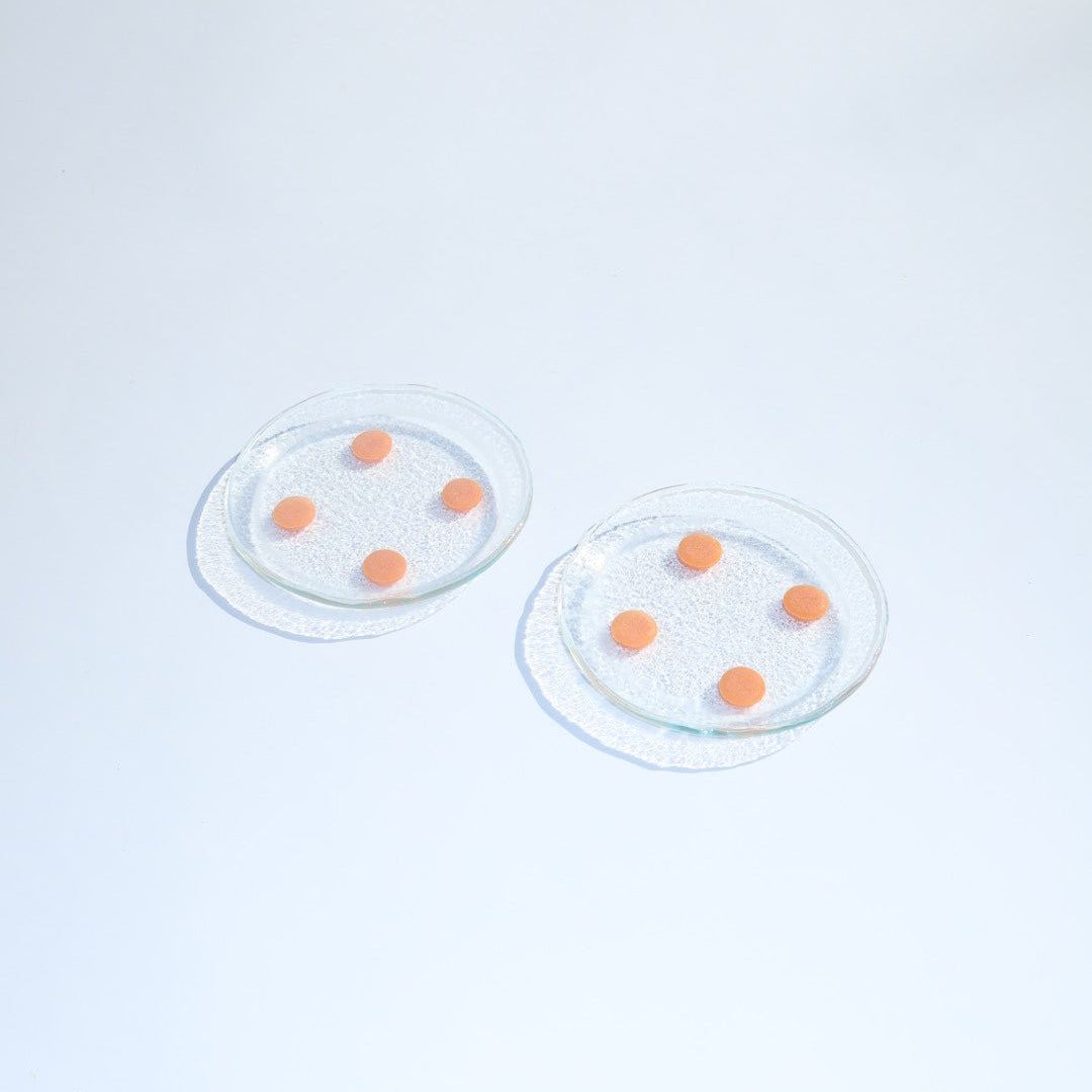 Dot Coasters | Clear & Tangerine