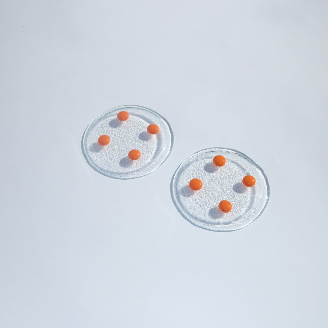 Dot Coasters | Clear & Tangerine